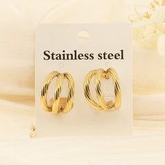 Titanium Steel Three-Layered C-Hoop Earrings