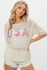 BiBi US Flag Theme Knit Cover Up
