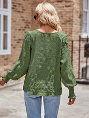 Round Neck Lantern Sleeve Blouse