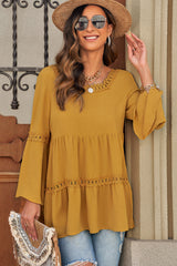 Crochet Three-Quarter Flared Sleeve Blouse