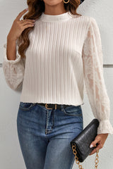 Mock Neck Flounce Sleeve Blouse