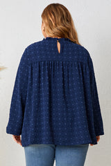 Plus Size Mock Neck Balloon Sleeve Blouse