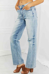 Judy Blue Natalie Full Size Distressed Straight Leg Jeans