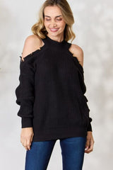 BiBi Cutout Shoulder Long Sleeve Knit Top