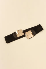 Geometric Buckle Elastic Wide Belt