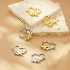 Titanium Steel Heart & Butterfly Earrings