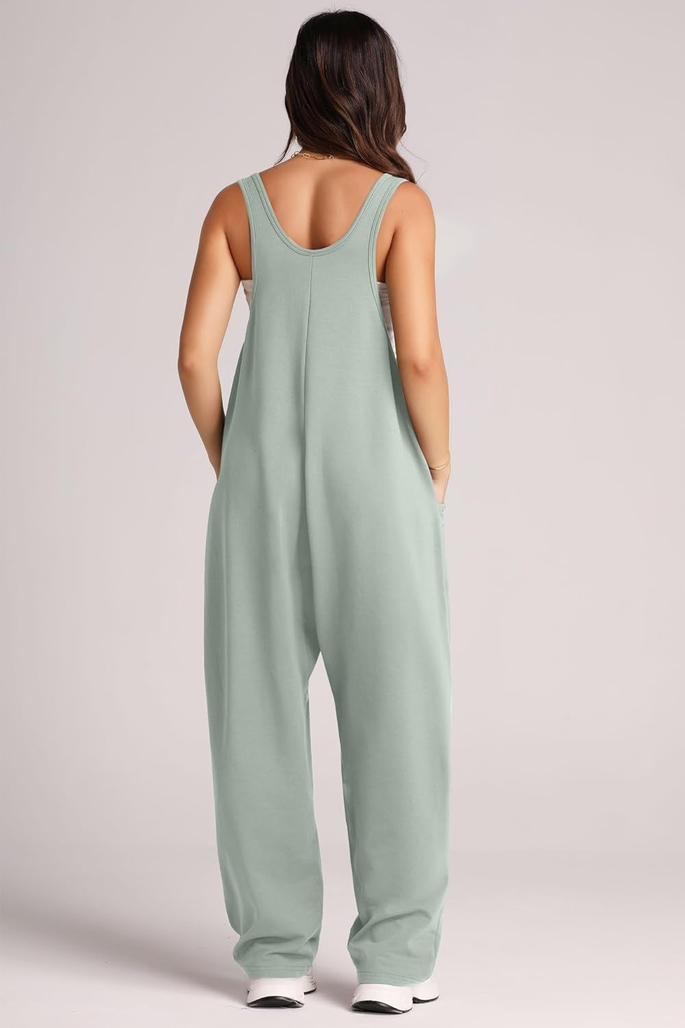 Wide Strap Jumpsuit with Pockets
