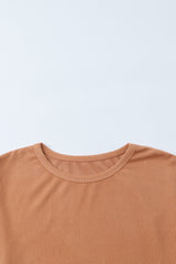 Round Neck Printed Dropped Shoulder Blouse