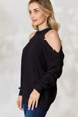 BiBi Cutout Shoulder Long Sleeve Knit Top