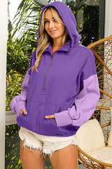 BiBi Half Zip Contrast Long Sleeve Hoodie