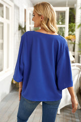 Cowl Neck Three-Quarter Sleeve Blouse